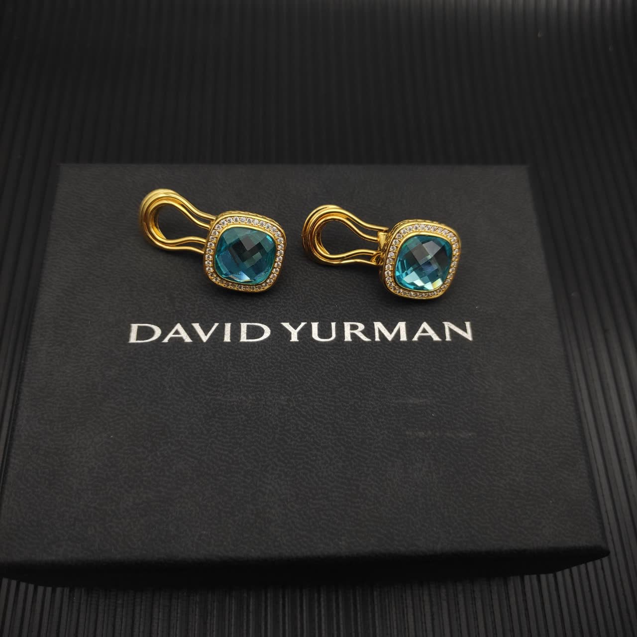 David Yurman Blue Topaz and Diamond Albion Clip-On Earrings